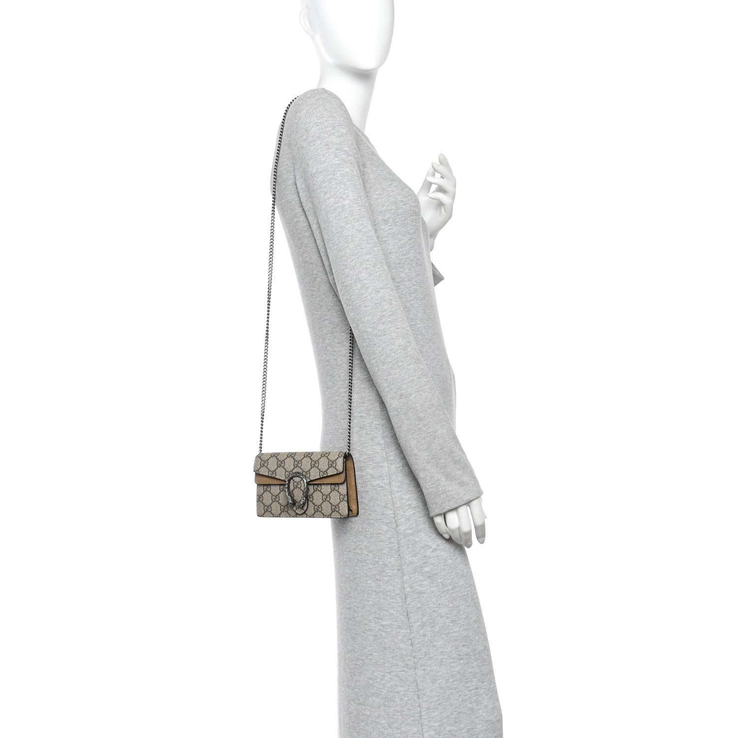 GG Supreme Monogram Super Mini Dionysus Shoulder Bag Taupe