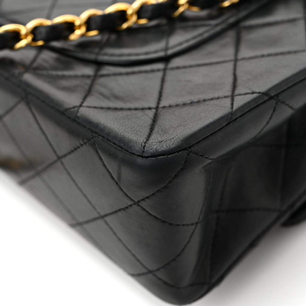 Lambskin Quilted Medium Double Flap Black