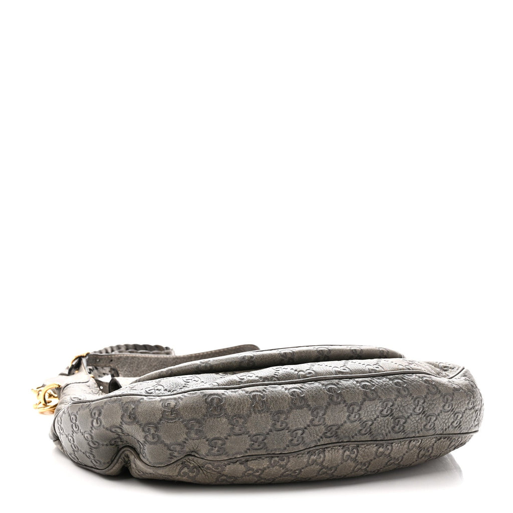 Guccissima Large New Pelham Satchel Grey