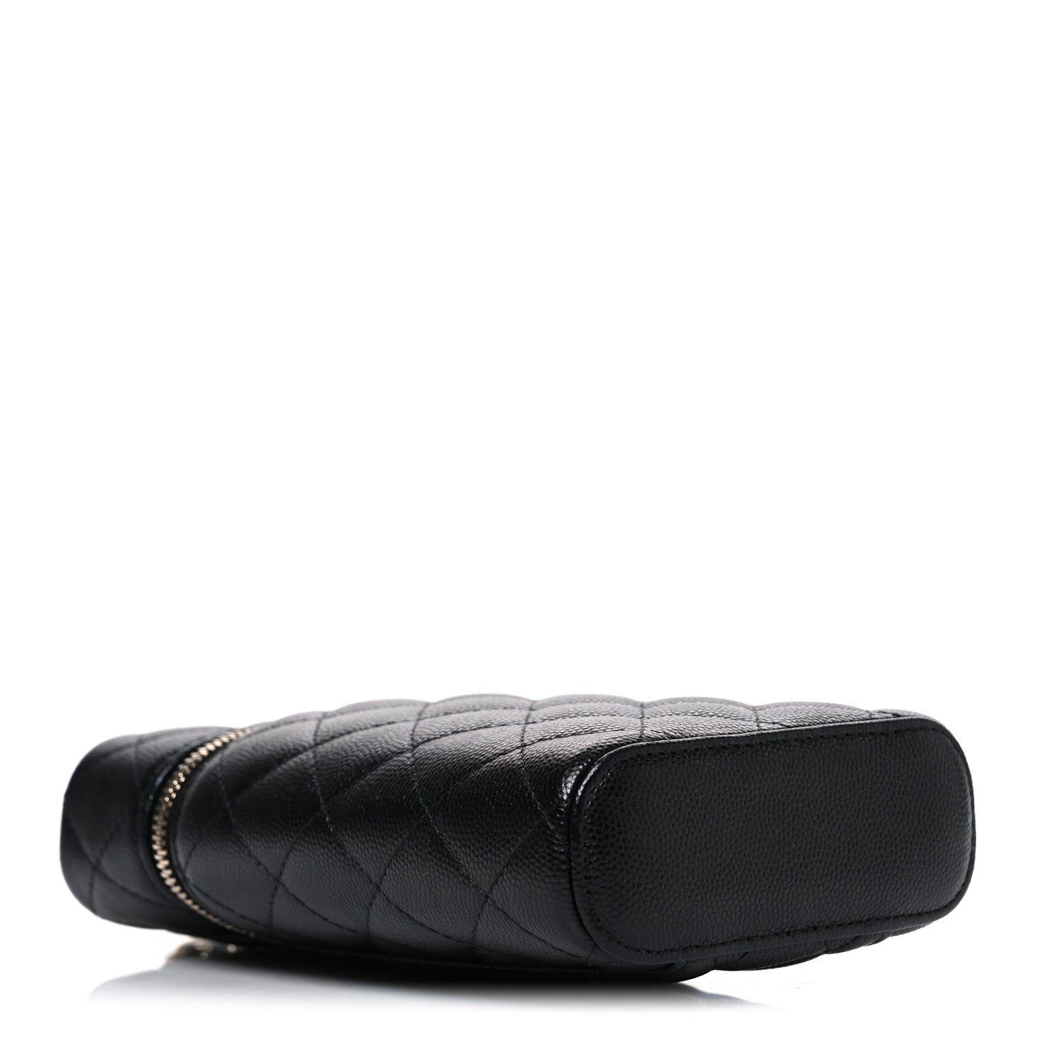 Caviar Quilted Phone Holder With Chain Black