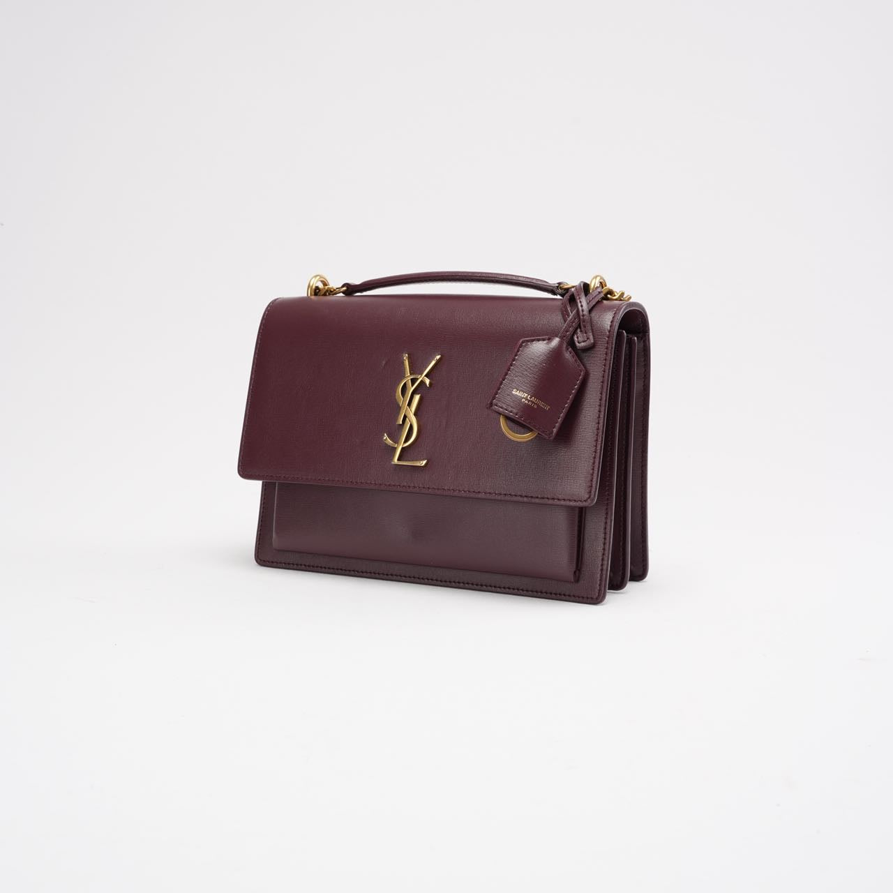 Saint Laurent Burgundy Calfskin Medium Monogram Sunset 2018