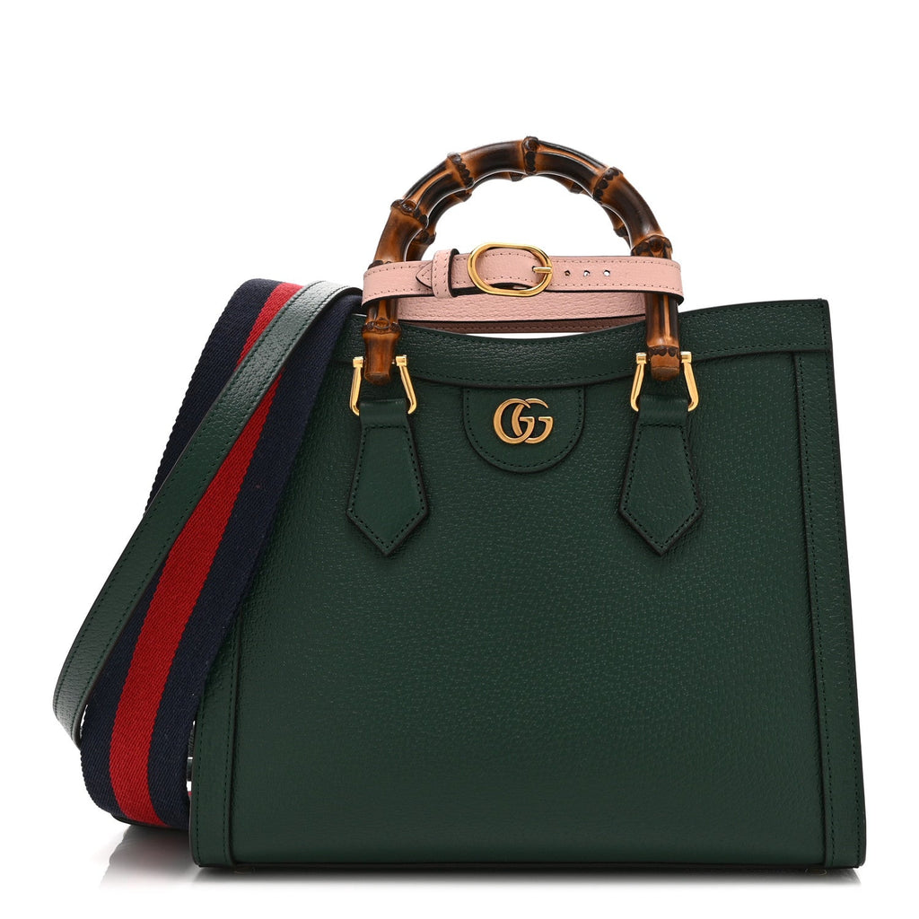 Wonka Grain Calfskin Small Diana Tote Bag Vintage Green Powder Pink