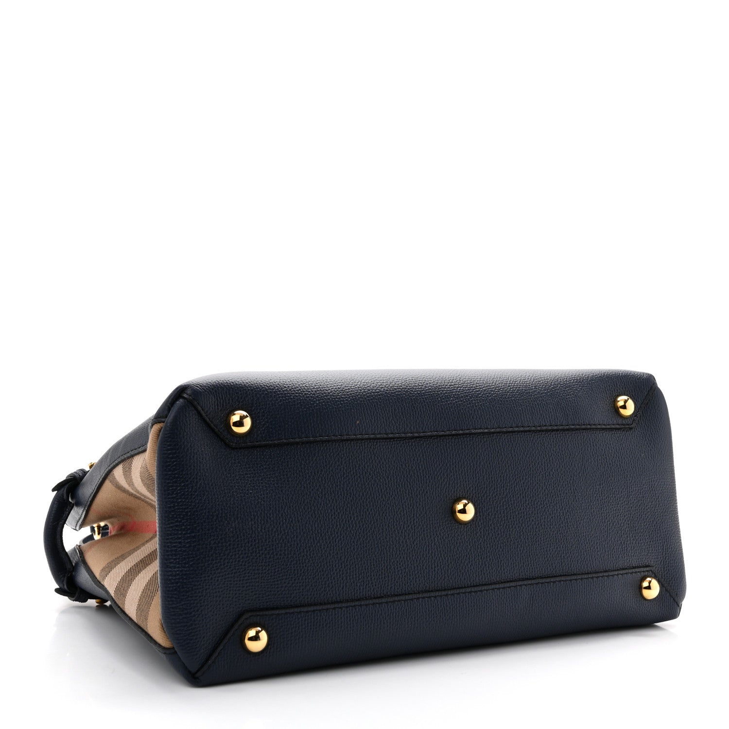 Derby Calfskin House Check Medium Banner Tote Ink Blue
