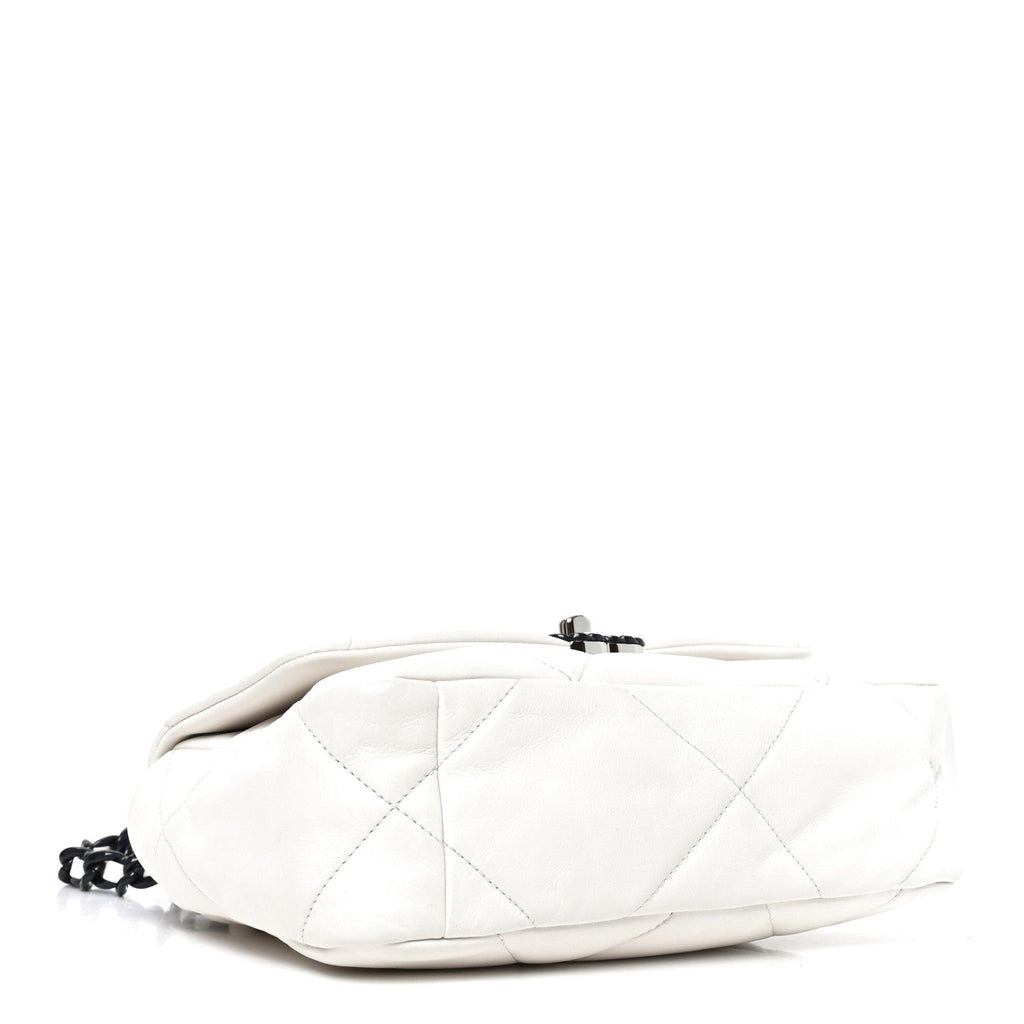 Glossy Calfskin Quilted Medium Chanel 19 Flap White Black