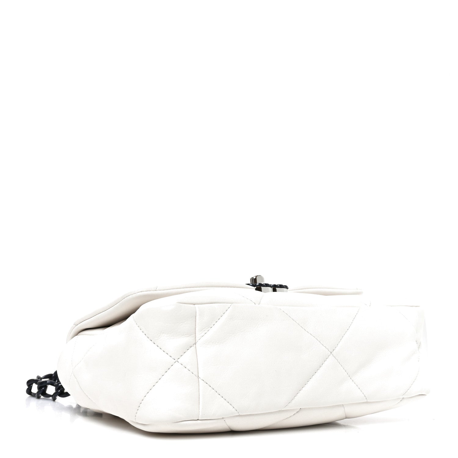 Glossy Calfskin Quilted Medium Chanel 19 Flap White Black