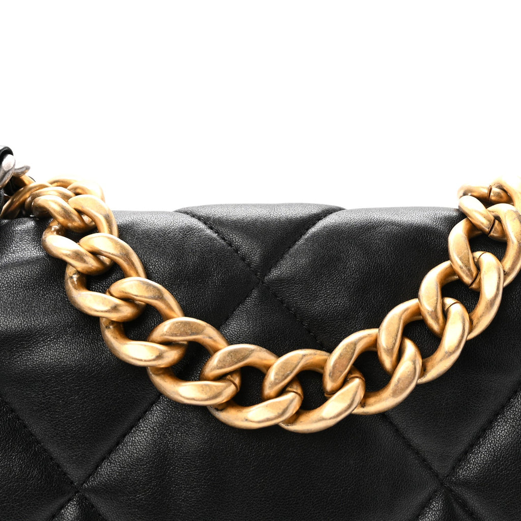 Goatskin Quilted Large Chanel 19 Flap Black