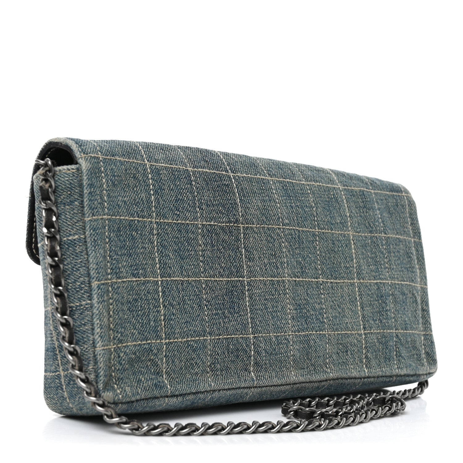 Denim Chocolate Bar Quilted East West Flap