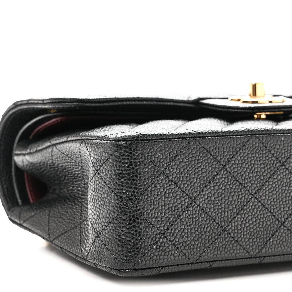 Caviar Quilted Small Double Flap Black
