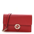 Dollar Calfskin Interlocking G Chain Wallet Red