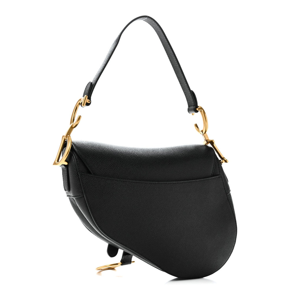 Grained Calfskin Saddle Bag Black