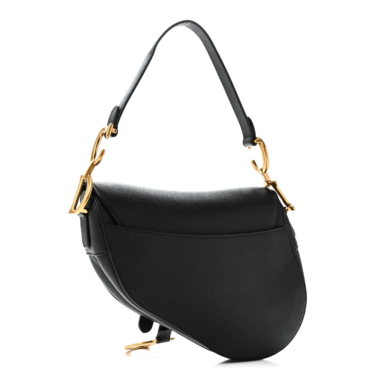 Grained Calfskin Saddle Bag Black