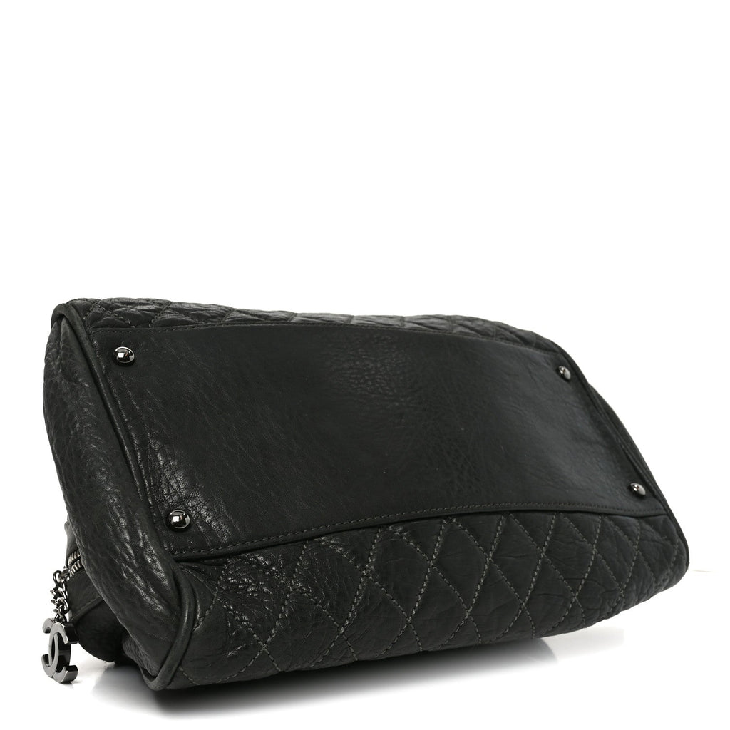 Distressed Lambskin Lady Braid Bowler Grey
