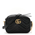 Calfskin Matelasse Mini GG Marmont Chain Shoulder Bag Black
