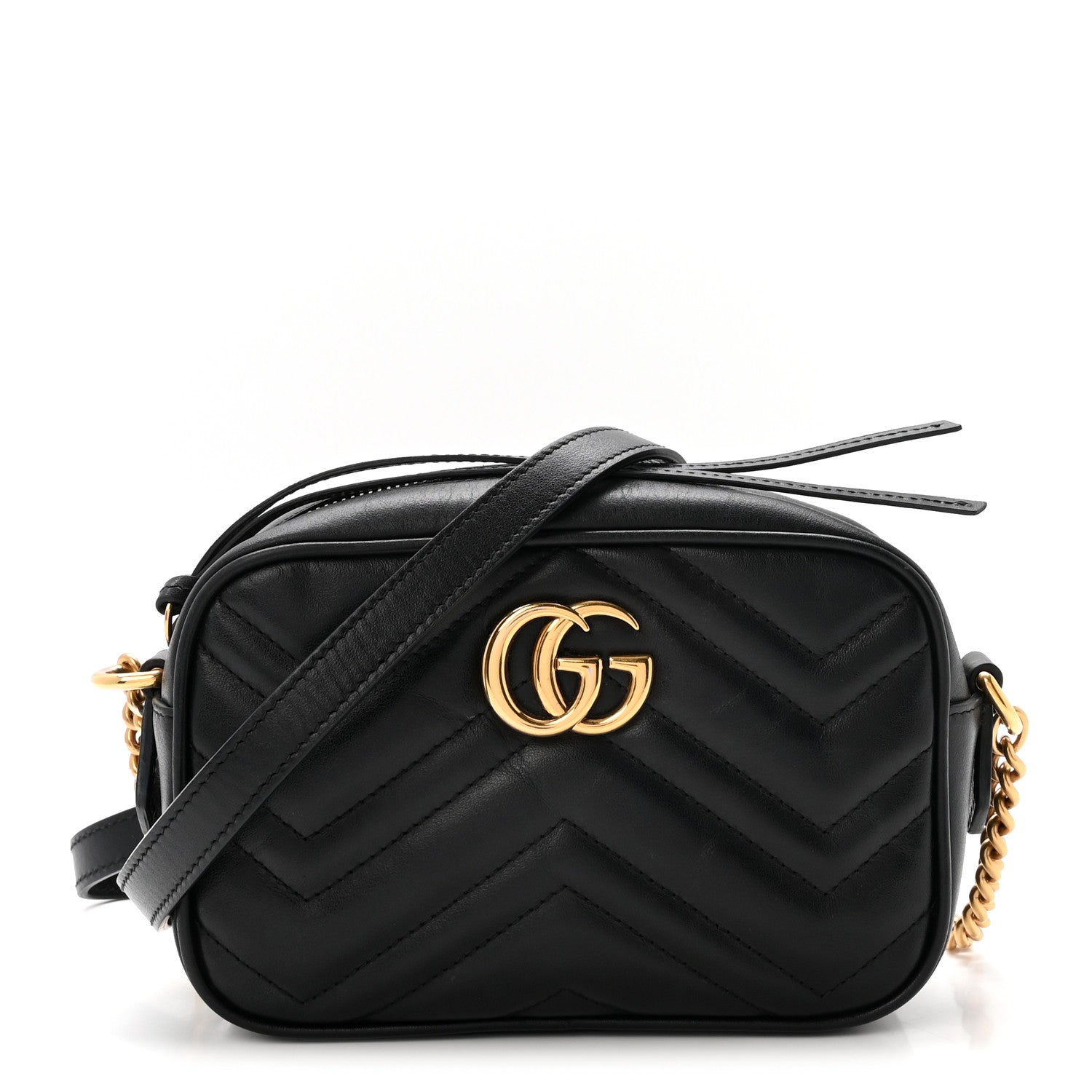 Calfskin Matelasse Mini GG Marmont Chain Shoulder Bag Black