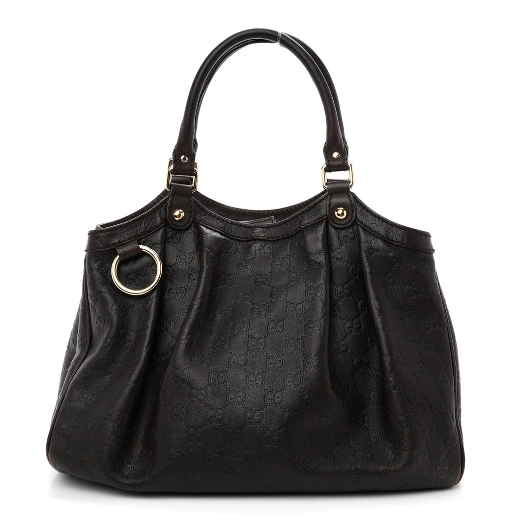 Guccissima Medium Sukey Tote  Chocolate