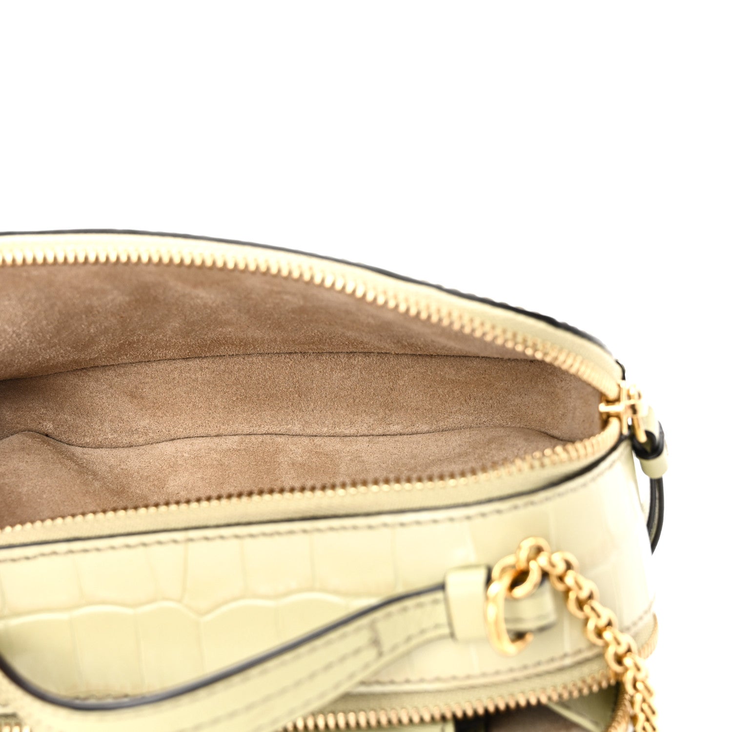 Calfskin Crocodile Embossed Mini C Vanity Bag Light Eucalyptus