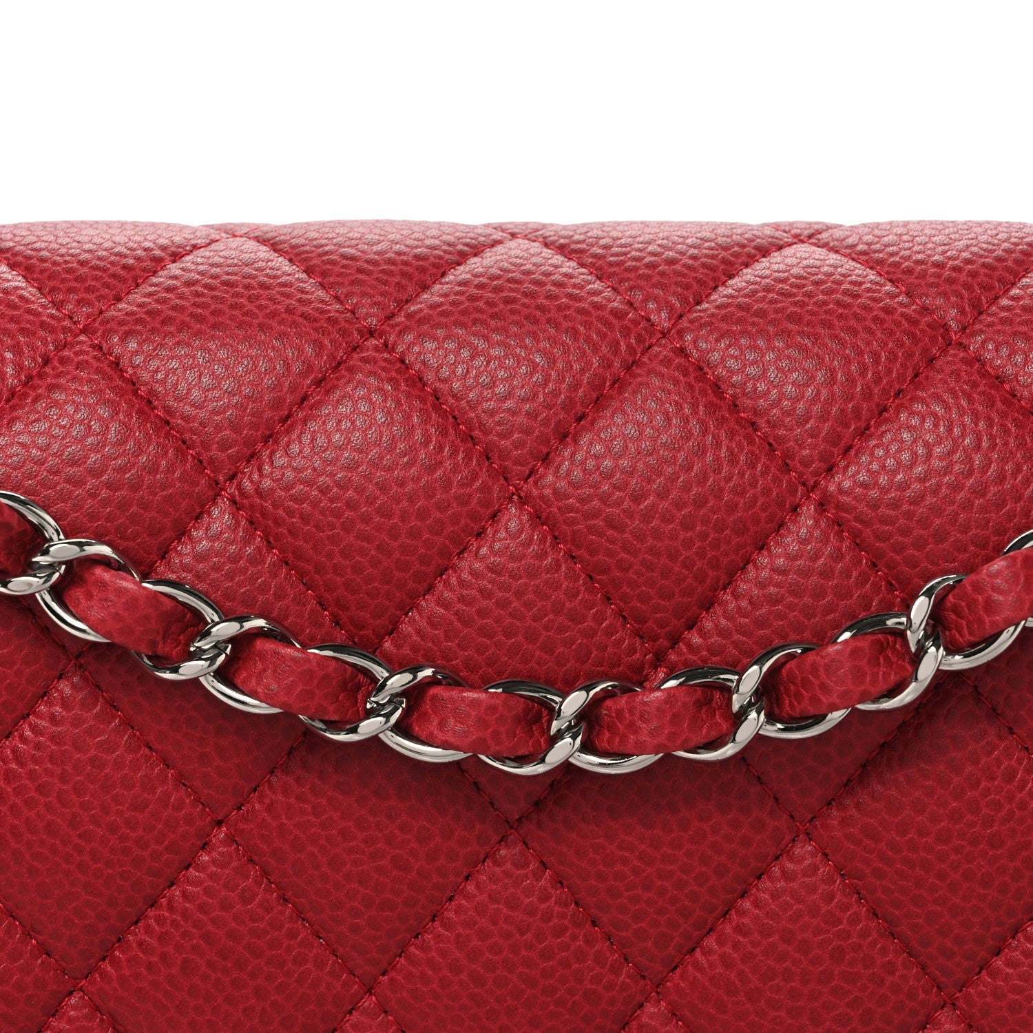 Caviar Quilted Medium Double Flap Dark Red