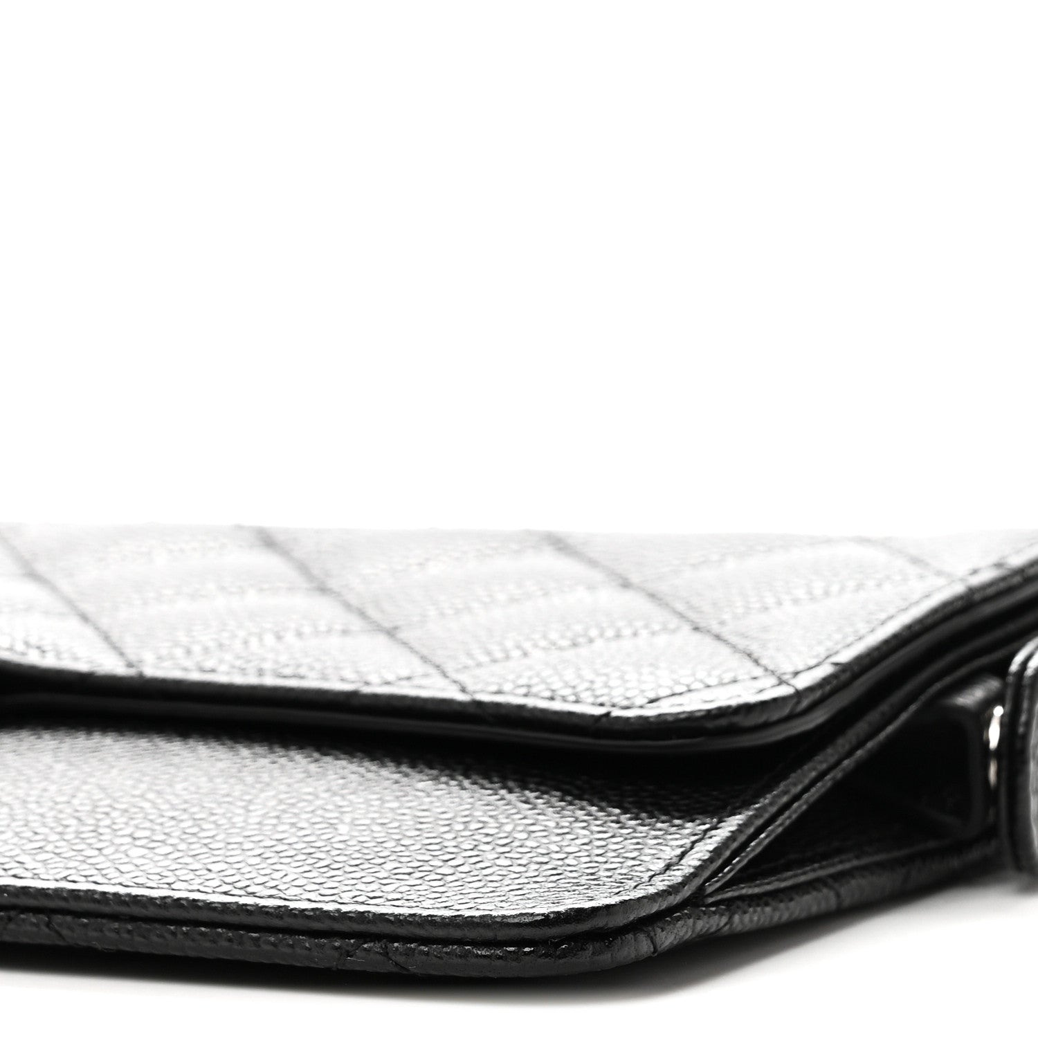 Caviar Quilted Classic Pouch With Handle Black