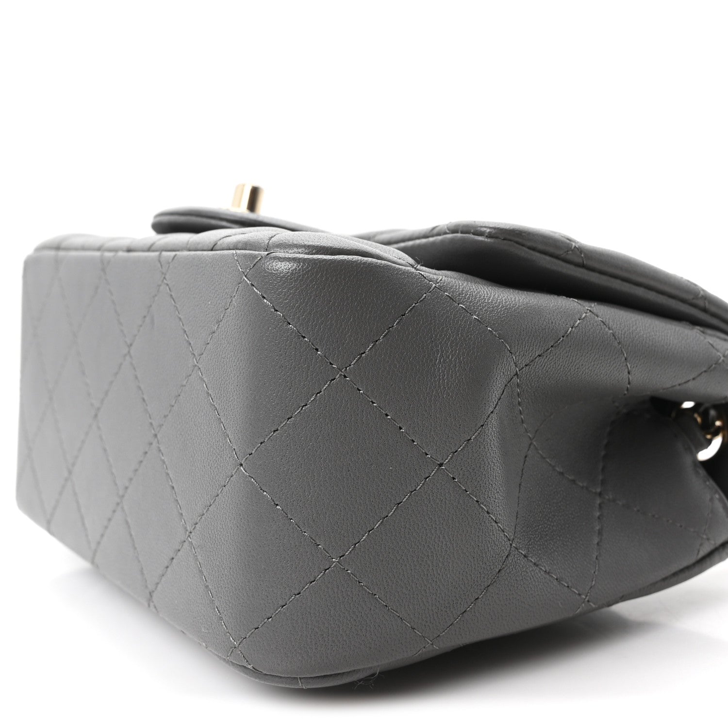 Lambskin Quilted Mini Square Flap Dark Grey