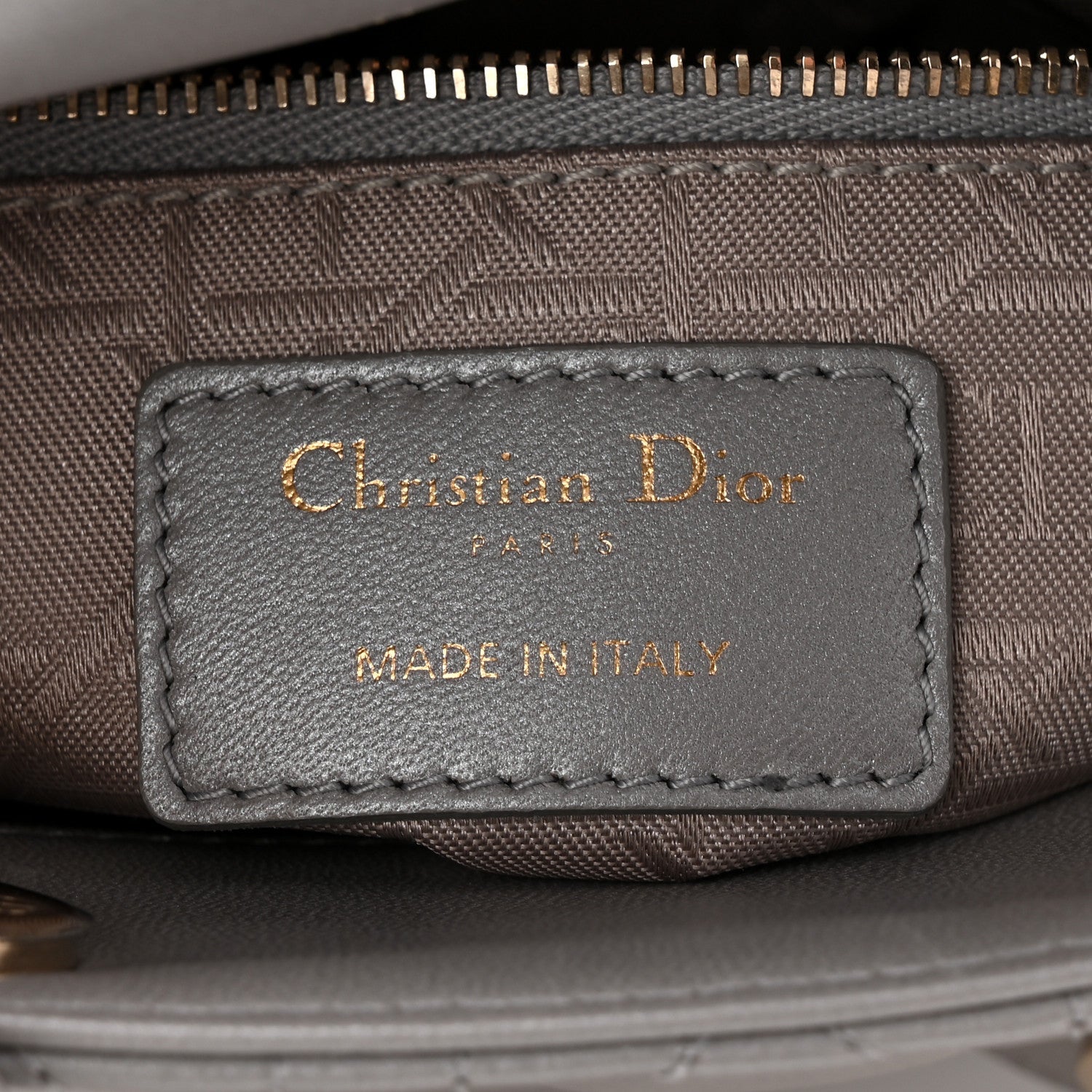 Metallic Lambskin Cannage Mini Lady Dior Grey