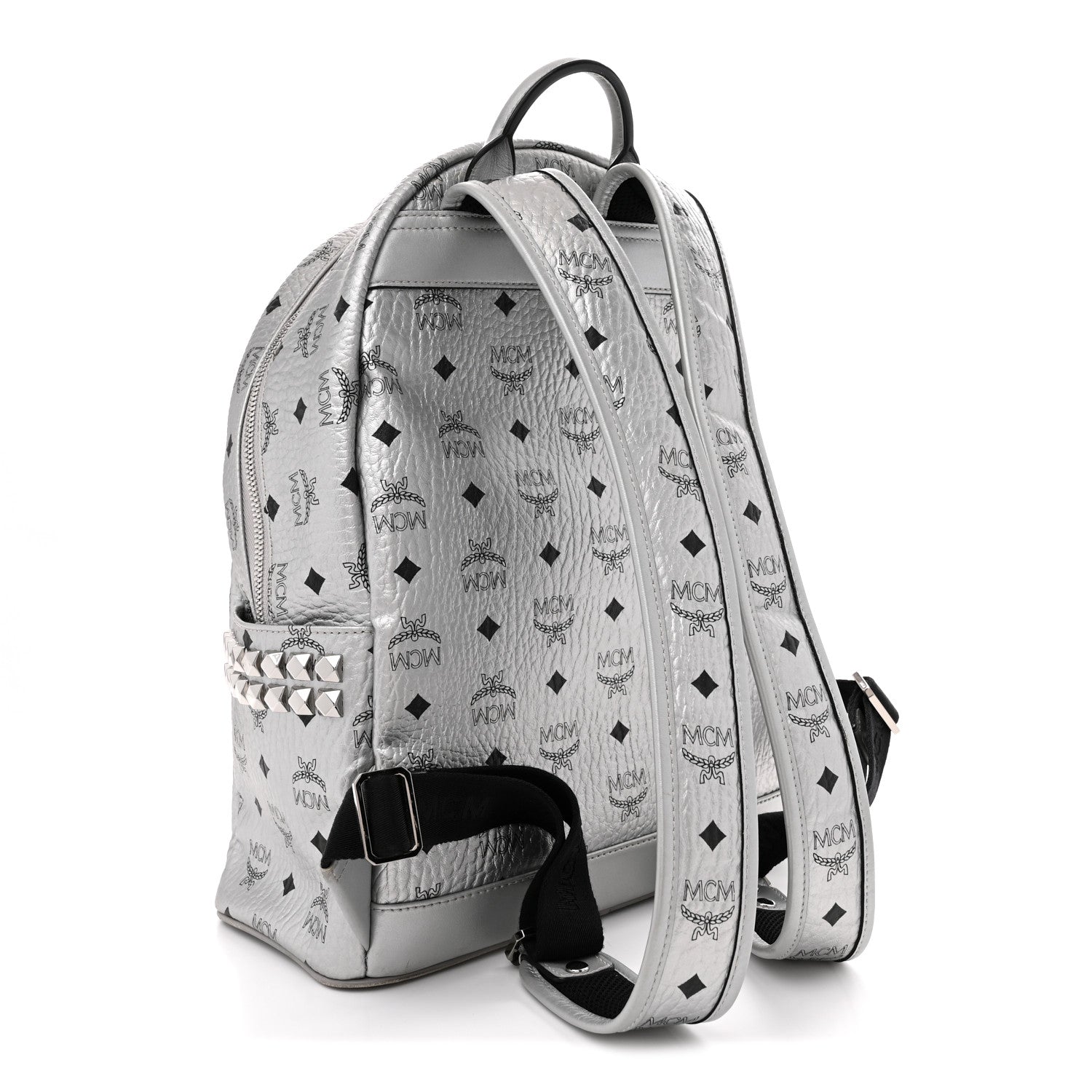 Metallic Visetos Medium Side Stud Stark Backpack Berlin Silver