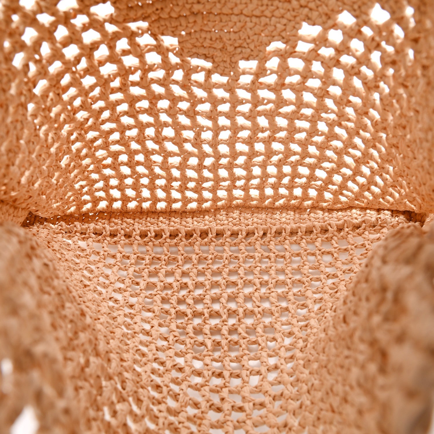 Yarn Raffia Effect Crochet Logo Embroidered Tote Bag Naturale