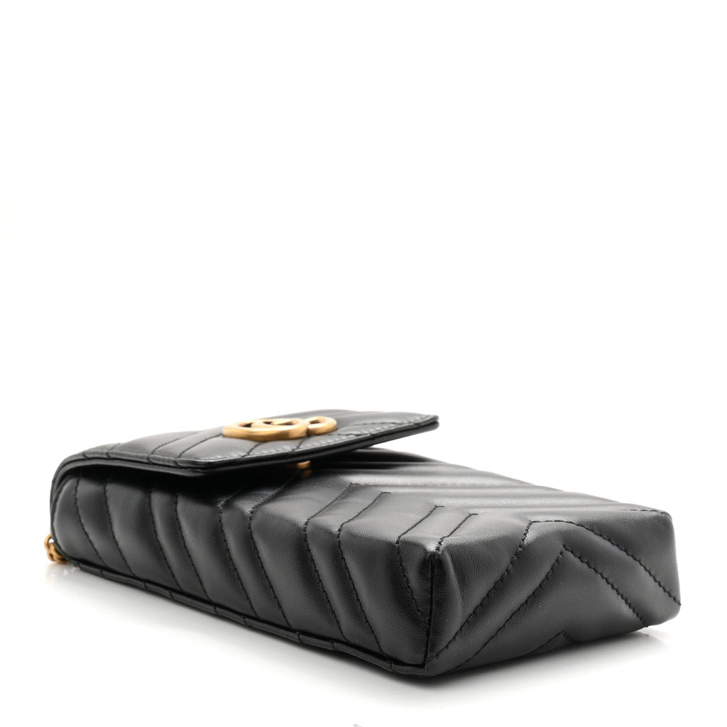 Calfskin Small GG Marmont Phone Crossbody Bag Black