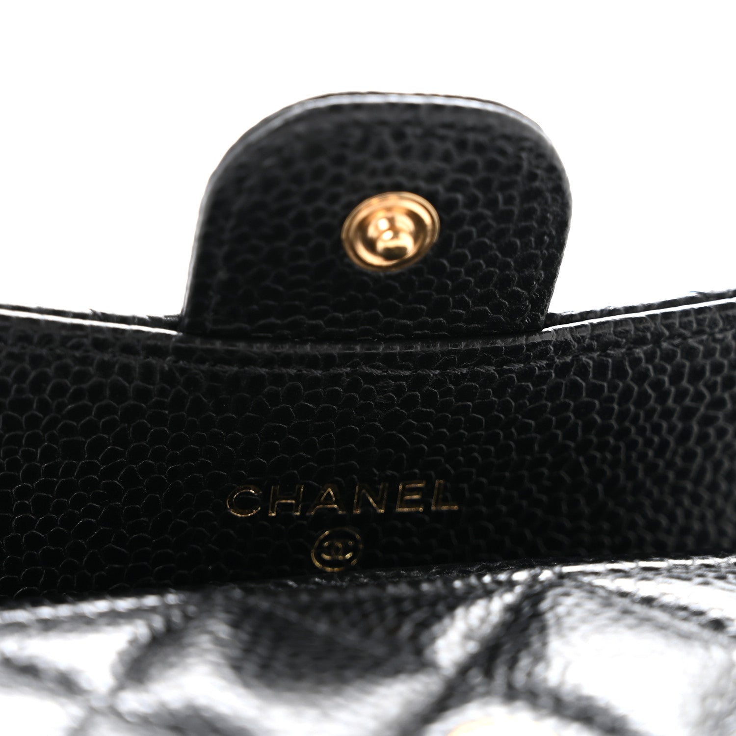 Caviar Quilted Flap Card Holder Wallet Black