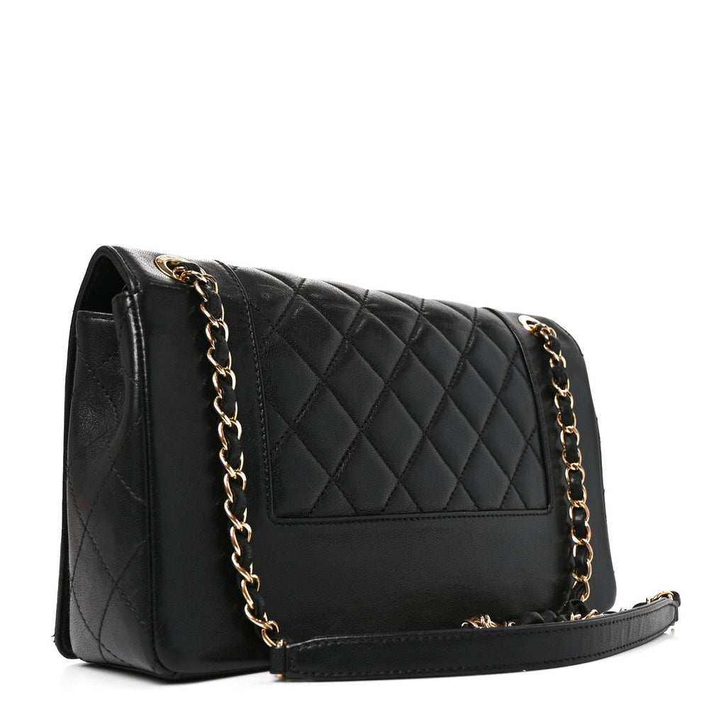 Sheepskin Quilted Vintage Mademoiselle Flap Black