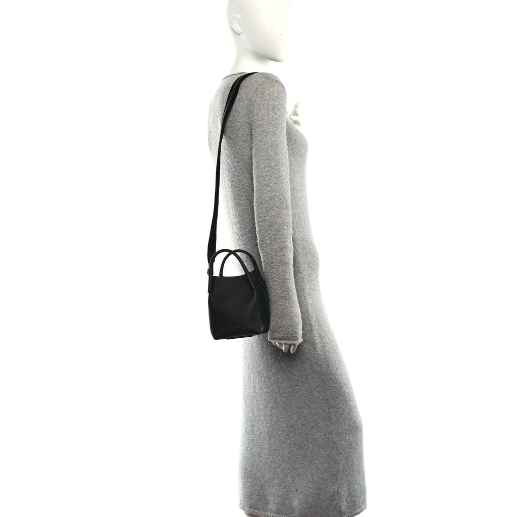 Grained Calfskin Micro Bale Bag Black