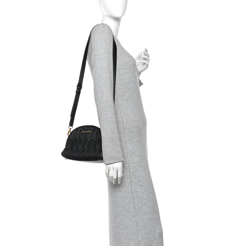 Nappa Matelasse Dome Crossbody Black