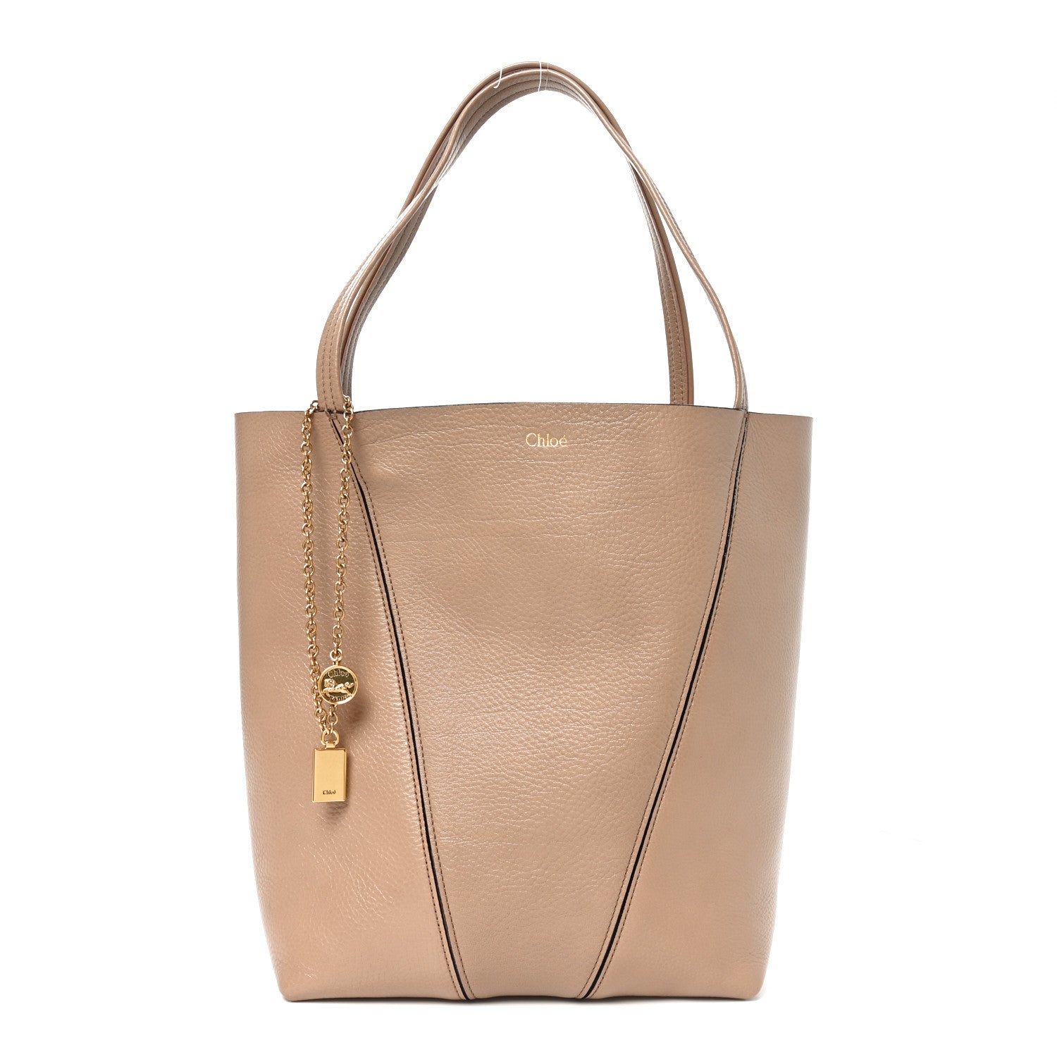 Grained Calfskin Medium Spin Tote Woodrose