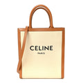Canvas Calfskin Logo Print Small Vertical Cabas Natural Tan