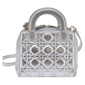Christian Dior Lady Cannage Matelassé Silver Leather Bag (Authentic  )