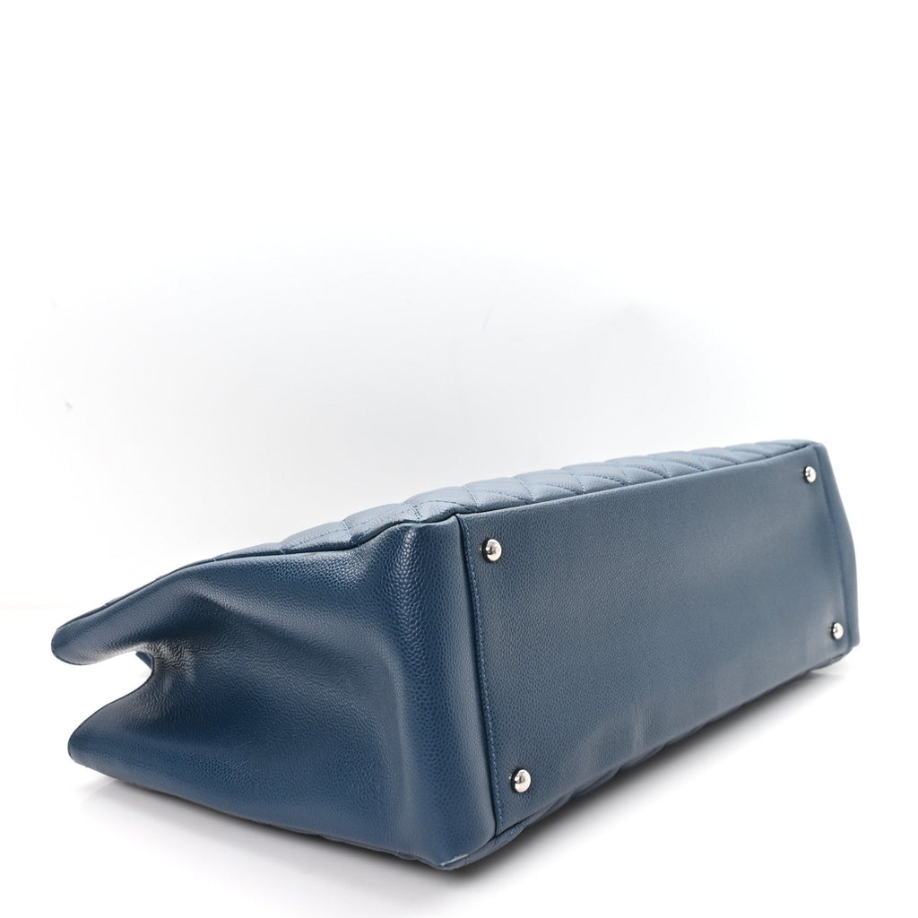 Caviar Quilted XL Grand Shopping Tote GST Dark Blue