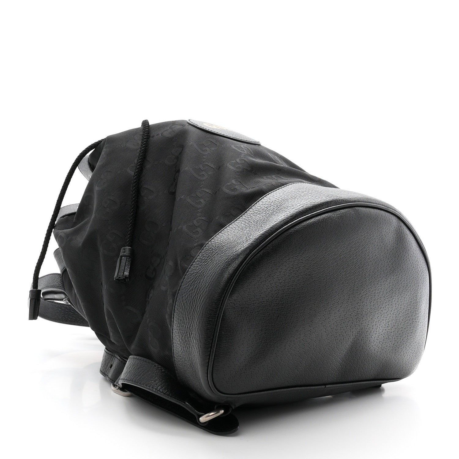Econyl Nylon Monogram Off The Grid Drawstring Bucket Backpack Black
