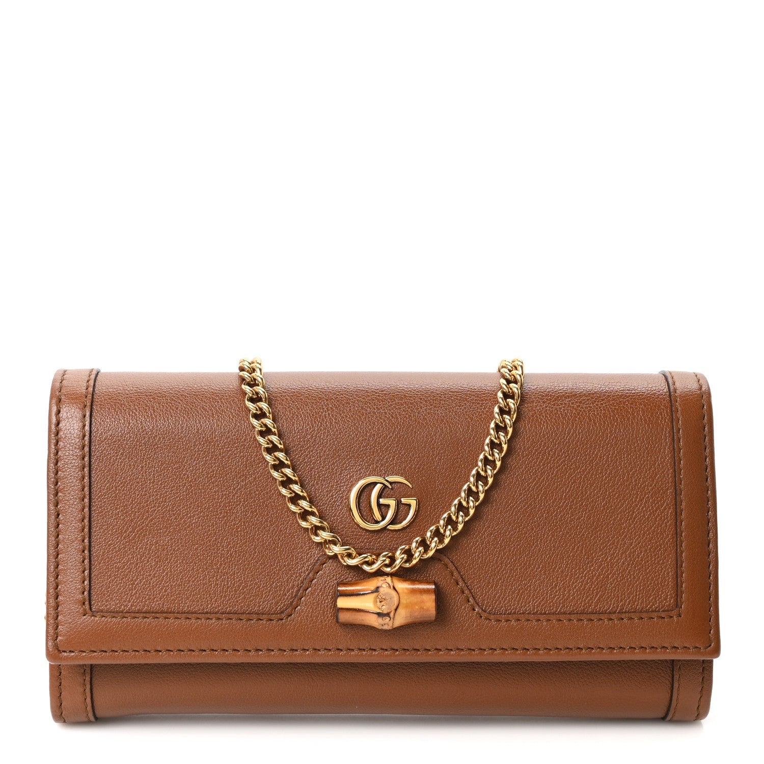 Wonka Grain Calfskin Diana Chain Wallet Cuir