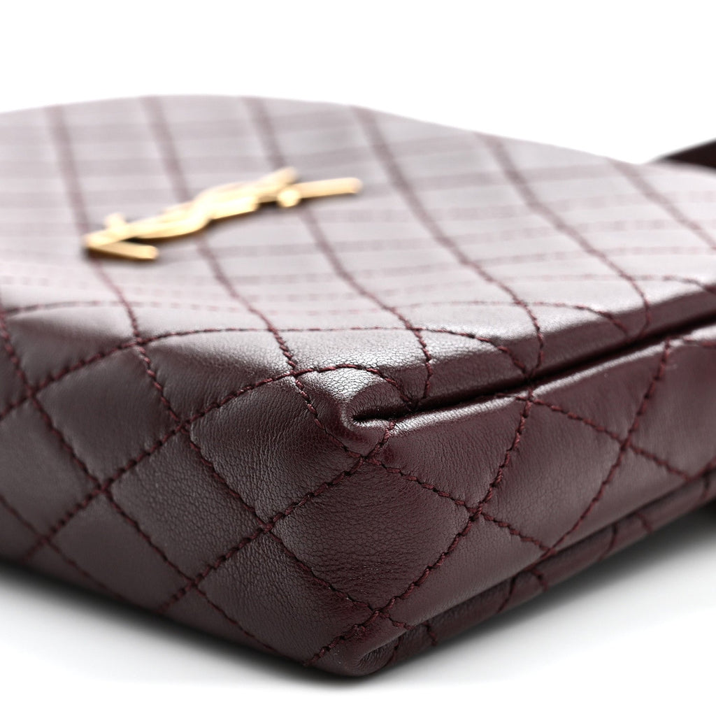 Lambskin Quilted Gaby Zipped Pouch Hot Wine