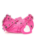 Extra Supple Calfskin Crocodile Embossed XS Le Cagole Shoulder Bag Lipstick Pink