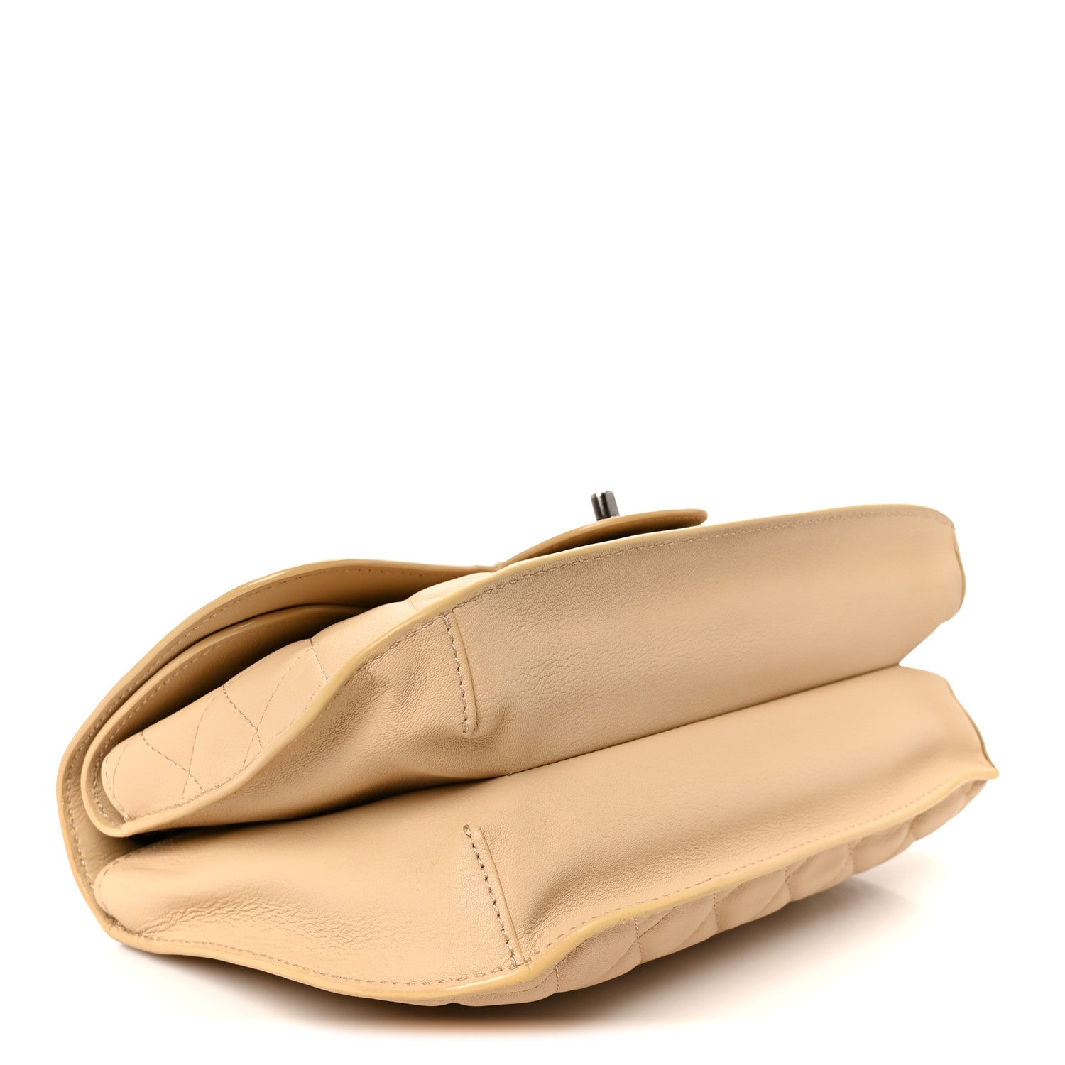 Lambskin Quilted Large Natural CC Flap Beige