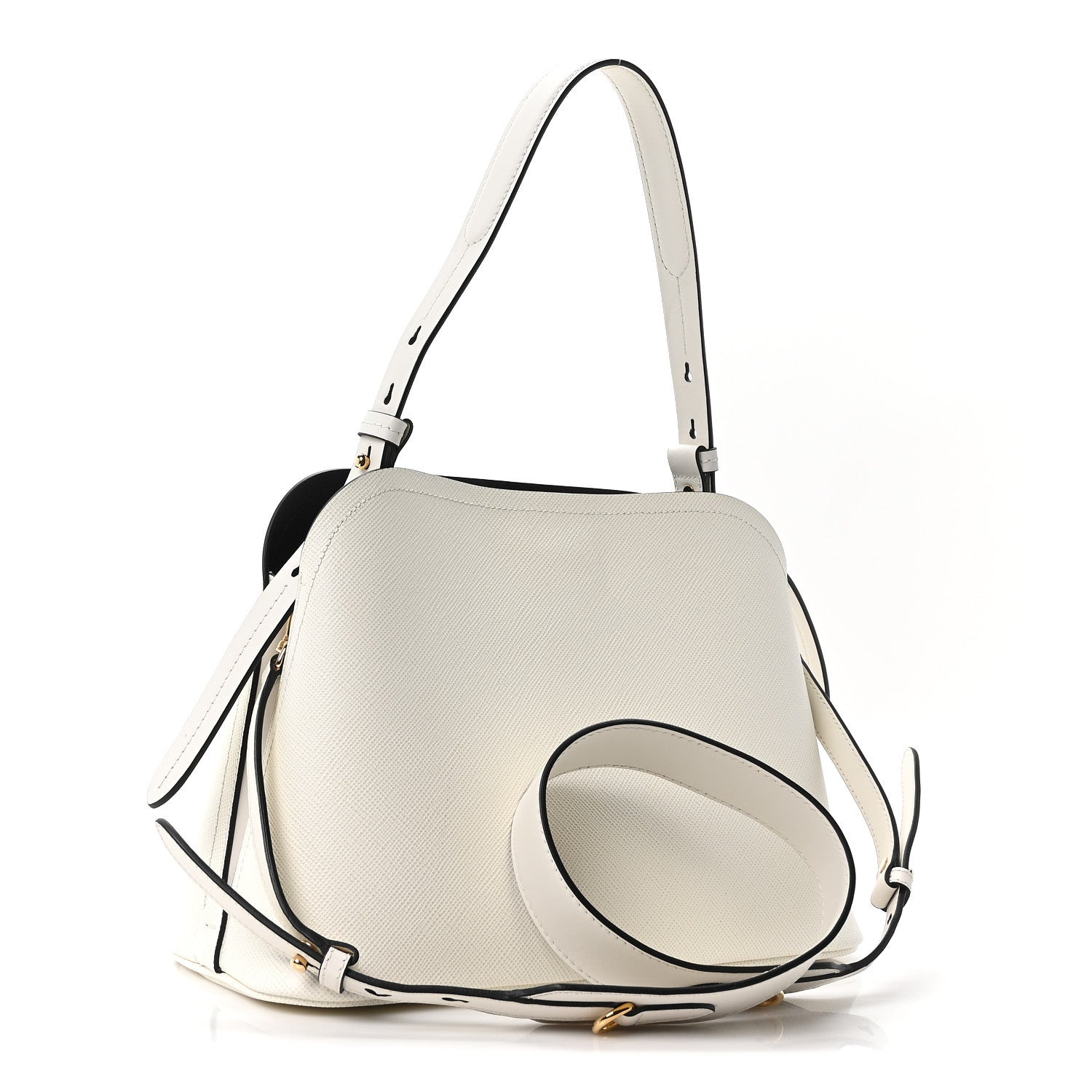 Saffiano Cuir Small Matinee Tote  Bianco Black