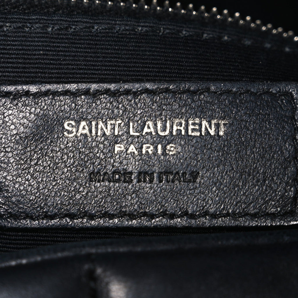Lambskin Quilted Medium Loulou Puffer Monogram Chain Satchel Black