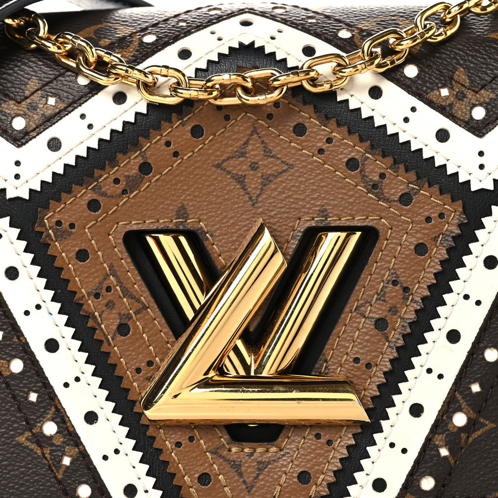Veau Satin Monogram Twist Shoulder Bag MM Black