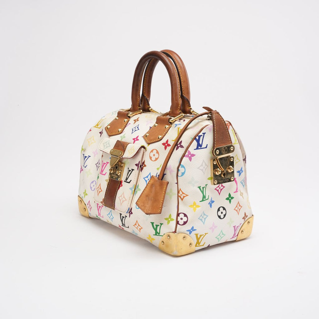Louis Vuitton Vintage White Murakami Speedy 30 Bag 2005