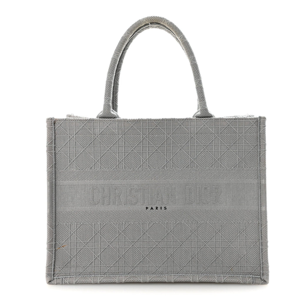Canvas Embroidered Cannage Medium Book Tote Stone
