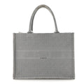 Canvas Embroidered Cannage Medium Book Tote Stone