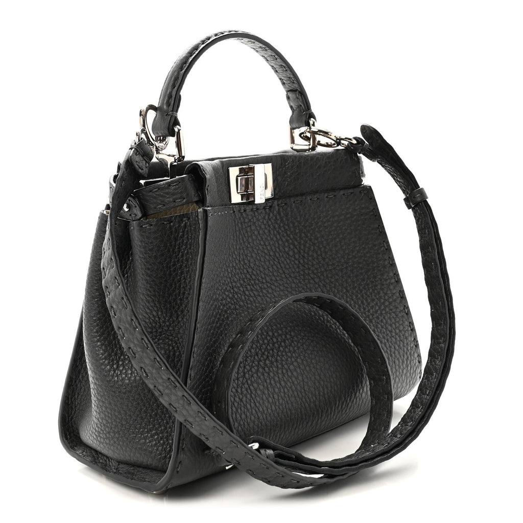Cuoio Romano Selleria Bi-Color Mini Peekaboo Iconic Satchel Asfalto Latte