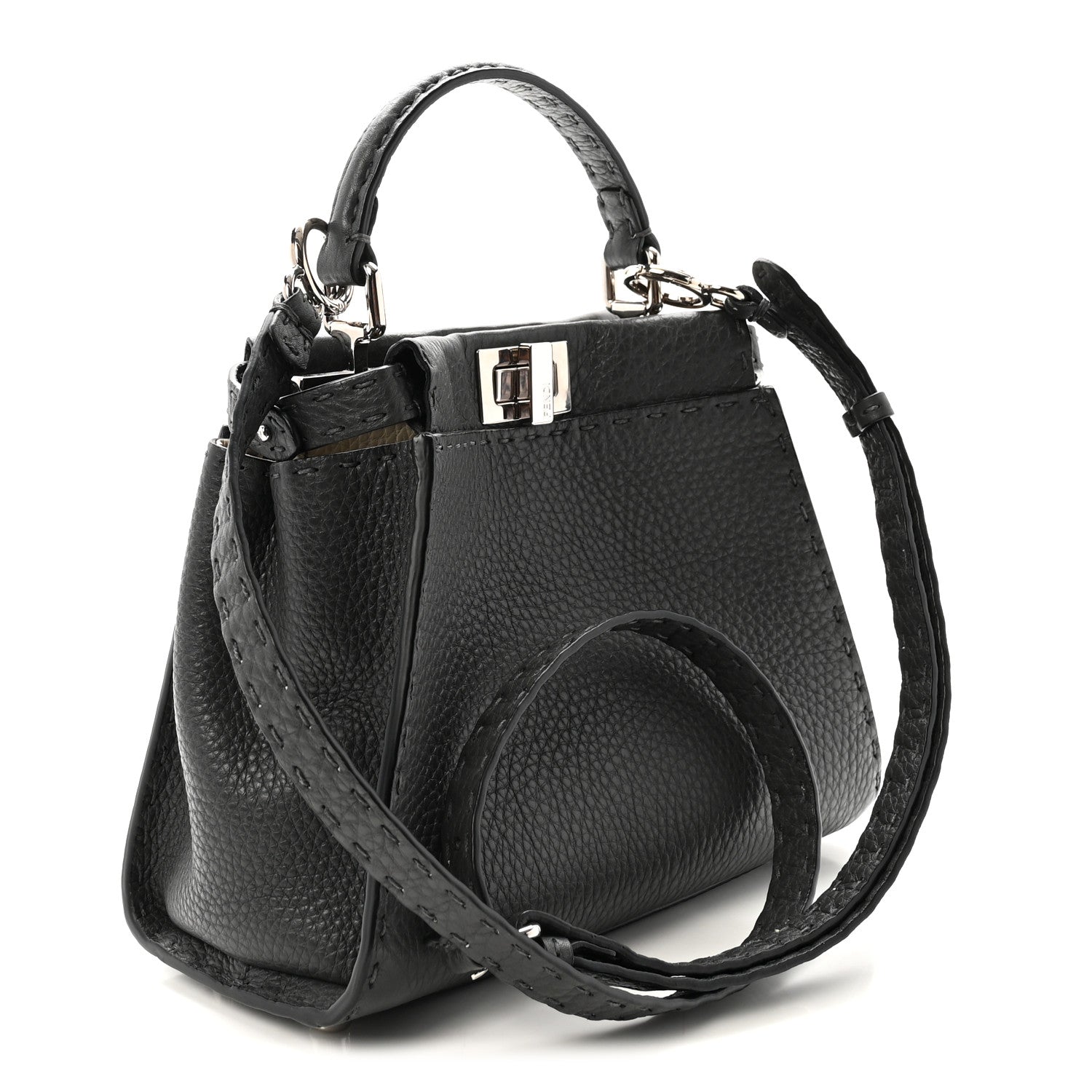 Cuoio Romano Selleria Bi-Color Mini Peekaboo Iconic Satchel Asfalto Latte