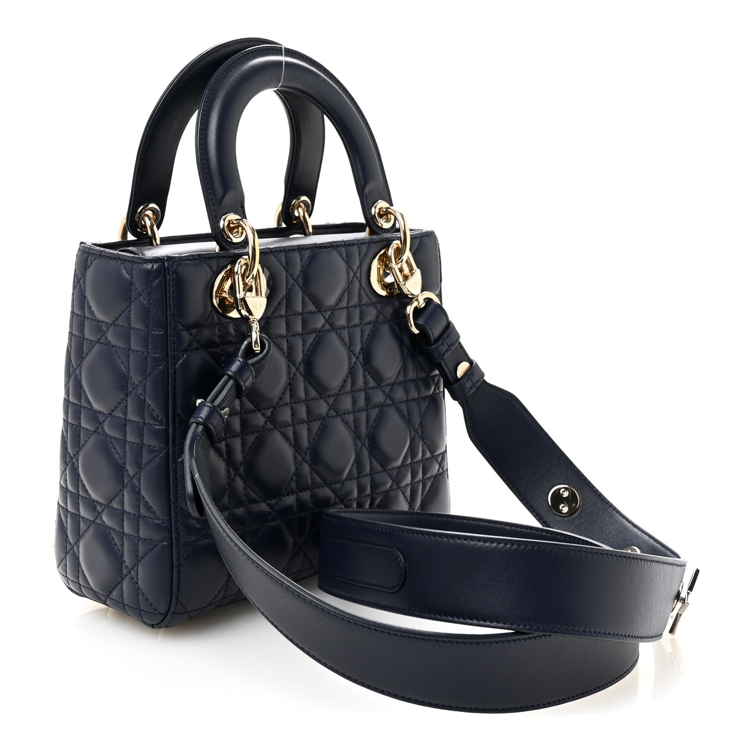 Lambskin Cannage Small Lucky Badges My Lady Dior Navy