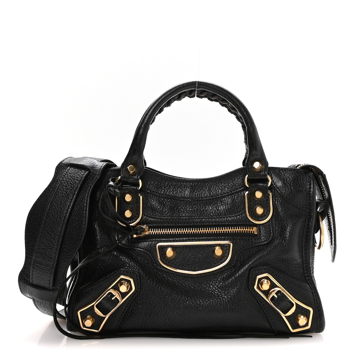 Chevre Gold Metallic Edge Hardware Mini City Black